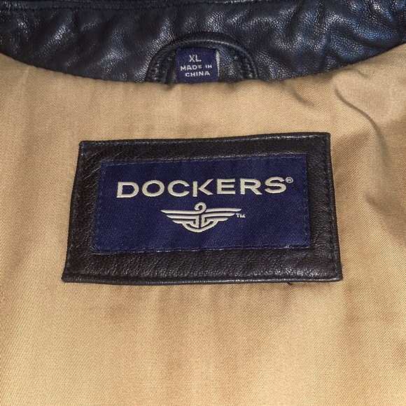 MENS DOCKERS BLACK LEATHER JACKET - Picture 6 of 7